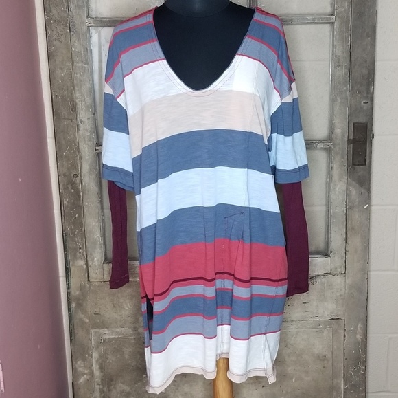 We The Free Tops - NWT Free People Kate Stripe Tunic size xs Slate